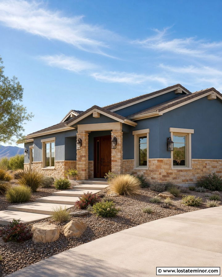 Slate Blue House With Sandstone Wainscoting - 30 Slate Blue House Design With Wainscoting Ideas