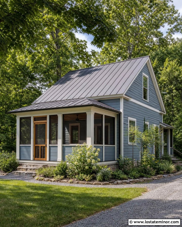 Slate Blue House With Screened Sunroom - 30 Slate Blue House Design With Sunroom Ideas