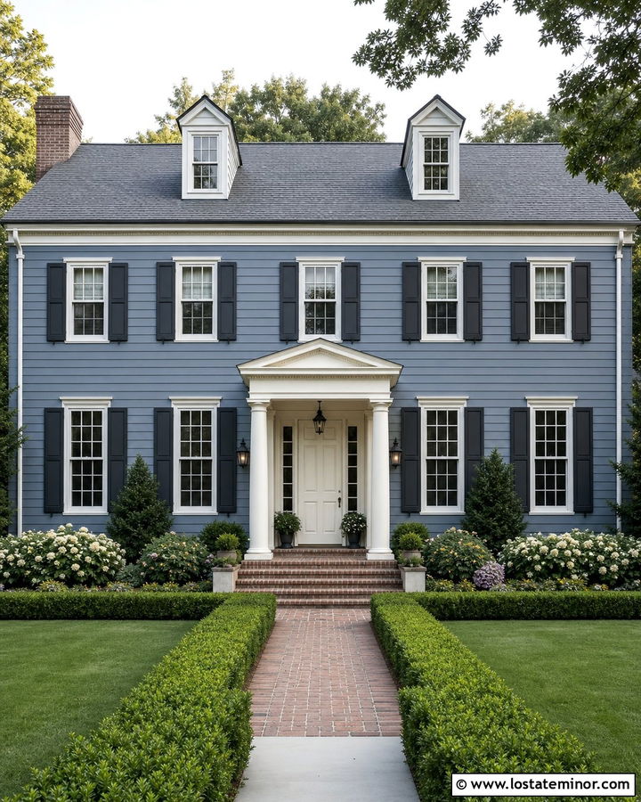 Slate Blue House With Seeded Glass Lanterns - 30 Slate Blue House Design With Light Fixtures Ideas