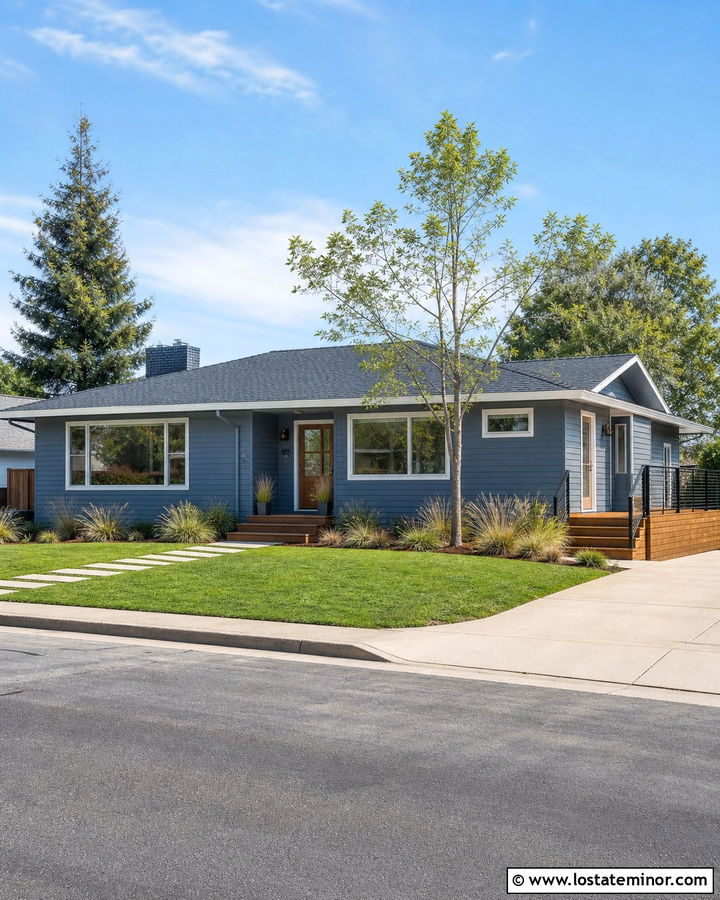 Slate Blue House With Side Deck - 30 Slate Blue House Design With Deck Ideas
