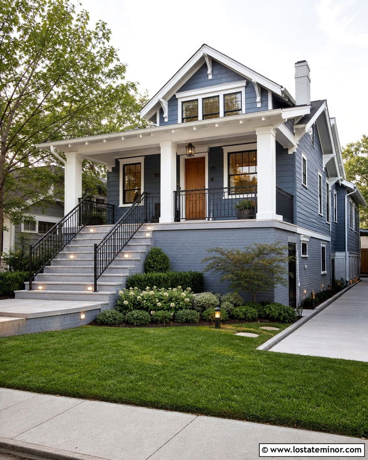 Slate Blue House With Side Entry Steps - 30 Slate Blue House Design With Steps Ideas