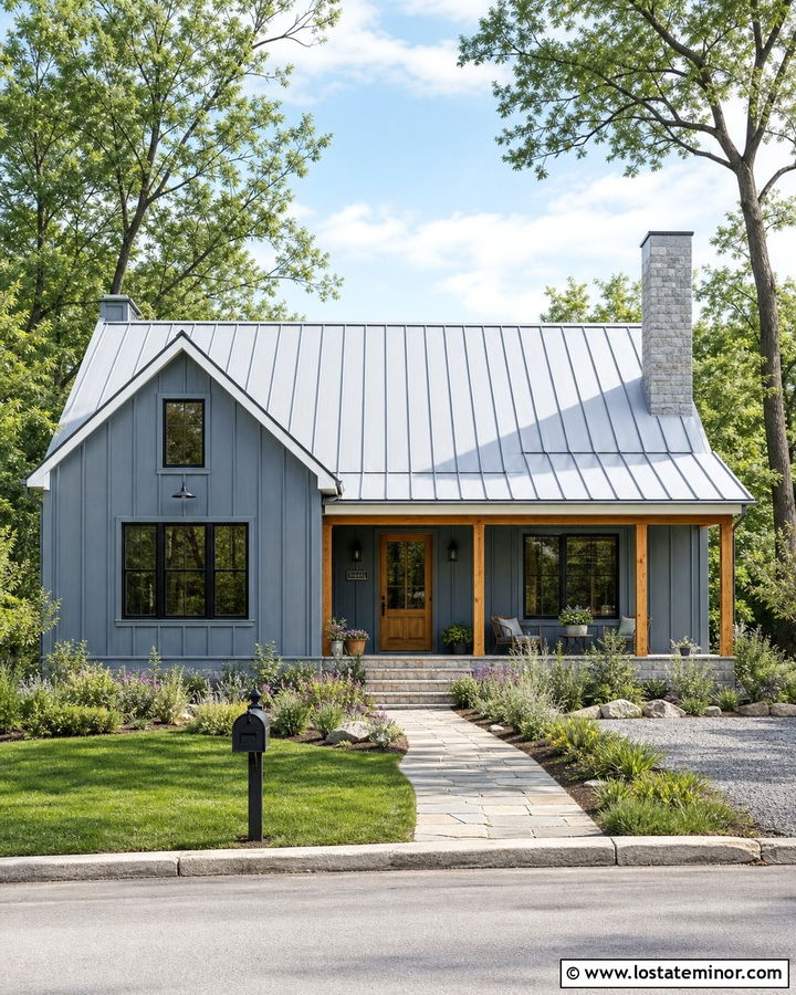 Slate Blue House With Silver Gable Roof - 30 Slate Blue House Design With Roof Ideas