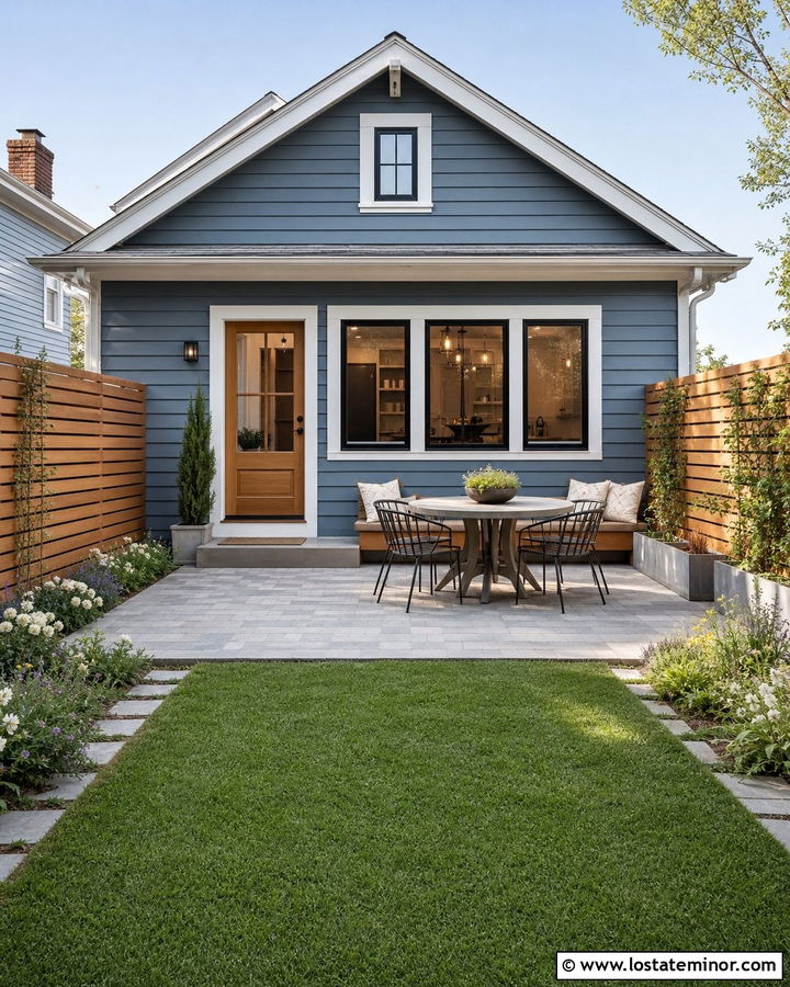 Slate Blue House With Small Backyard Patio - 30 Slate Blue House Design With Backyard Ideas
