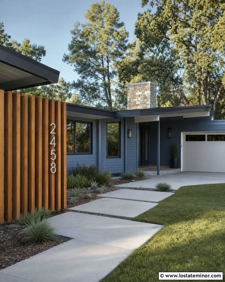 Slate Blue House With Stainless Steel Numbers - 30 Slate Blue House Design With House Numbers Ideas