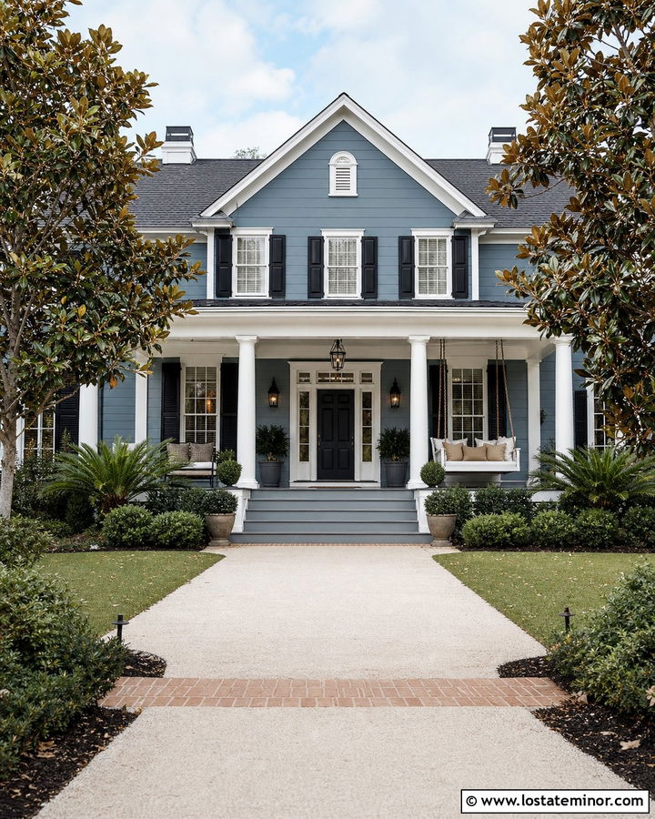 Slate Blue House With Swing Bed - 30 Slate Blue House Design With Swing Ideas
