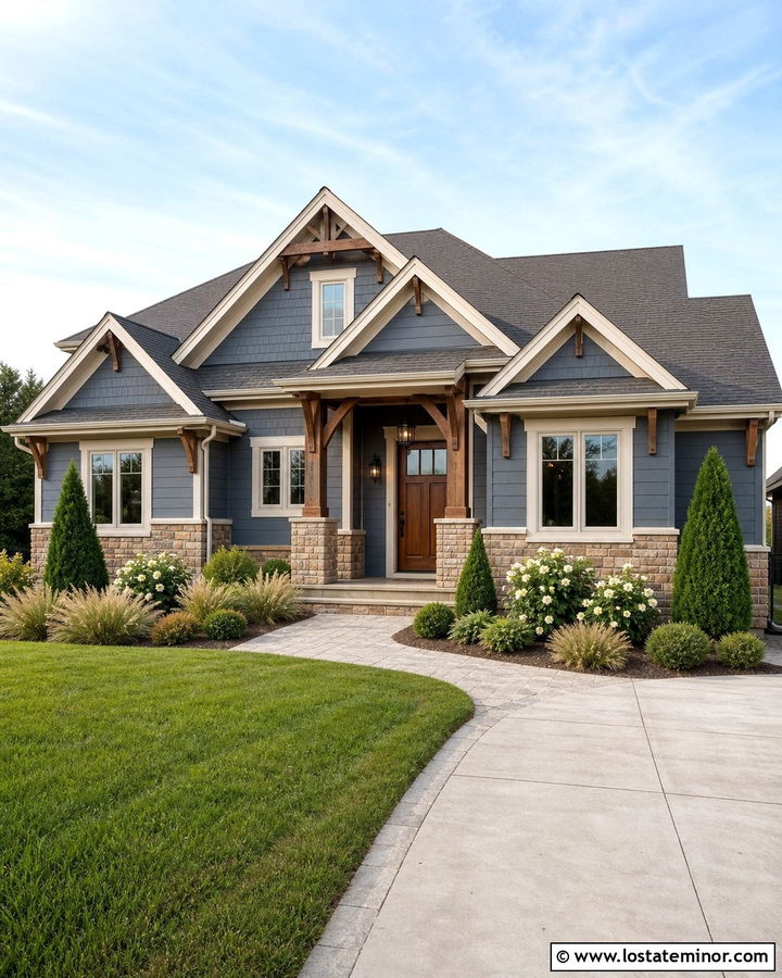 Slate Blue House With Tan Ledgestone Wainscoting - 30 Slate Blue House Design With Wainscoting Ideas