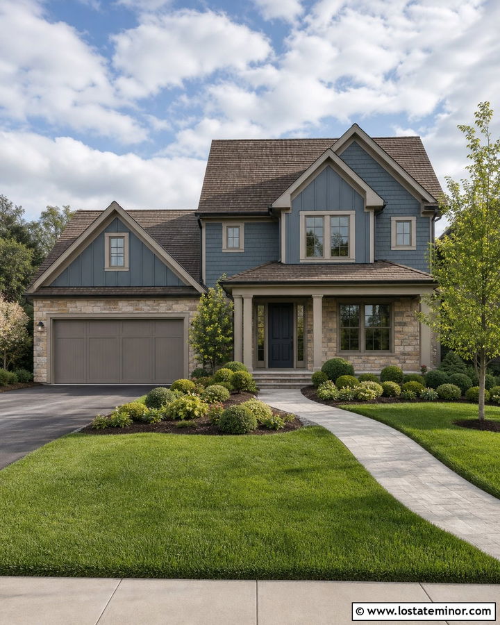 Slate Blue House With Taupe Window Frames - 30 Slate Blue House Design With Window Frames Ideas