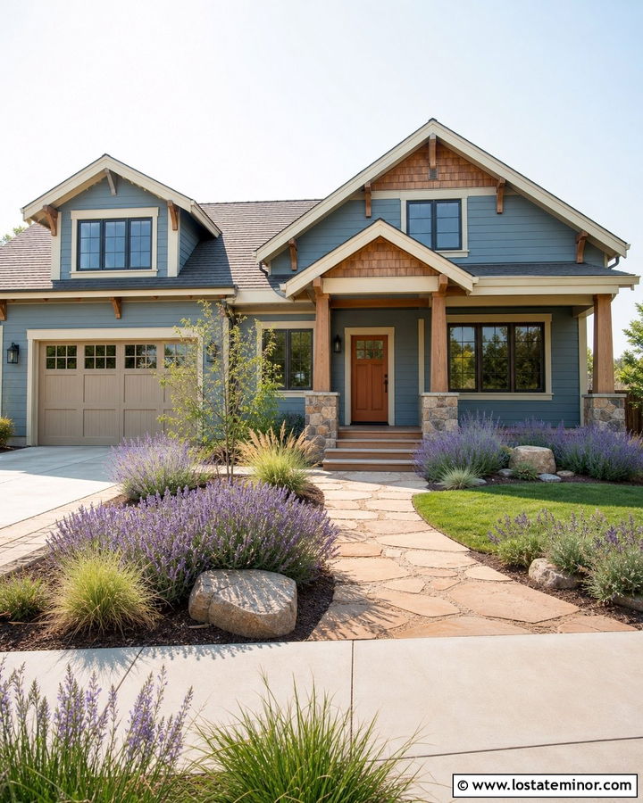 Slate Blue House With Terracotta Front Door - 30 Slate Blue House Design With Front Door Ideas