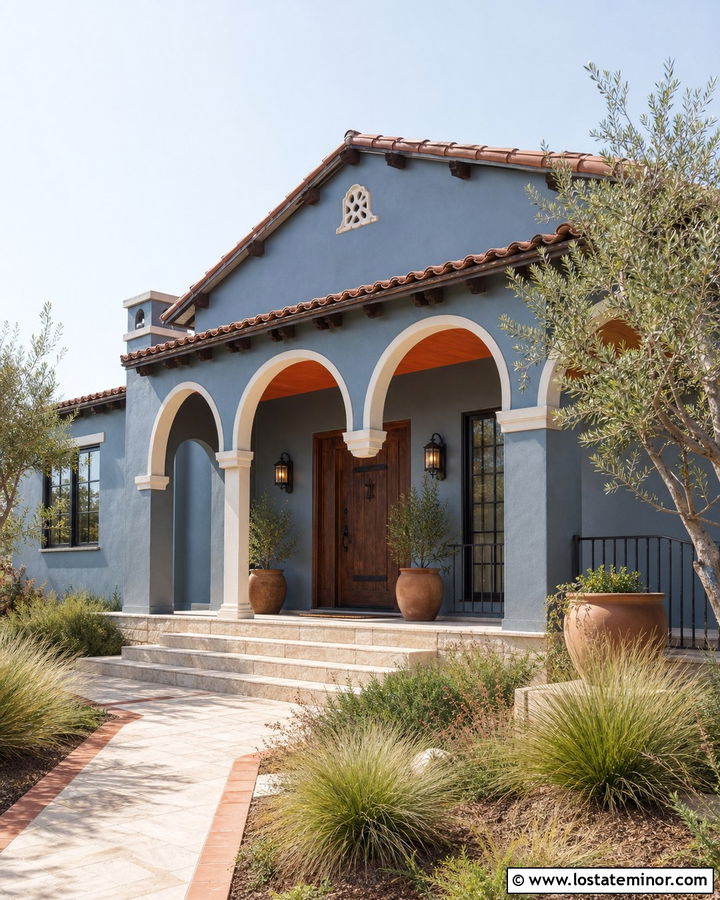 Slate Blue House With Terracotta Porch Ceiling - 30 Slate Blue House Design With Porch Ceiling Ideas