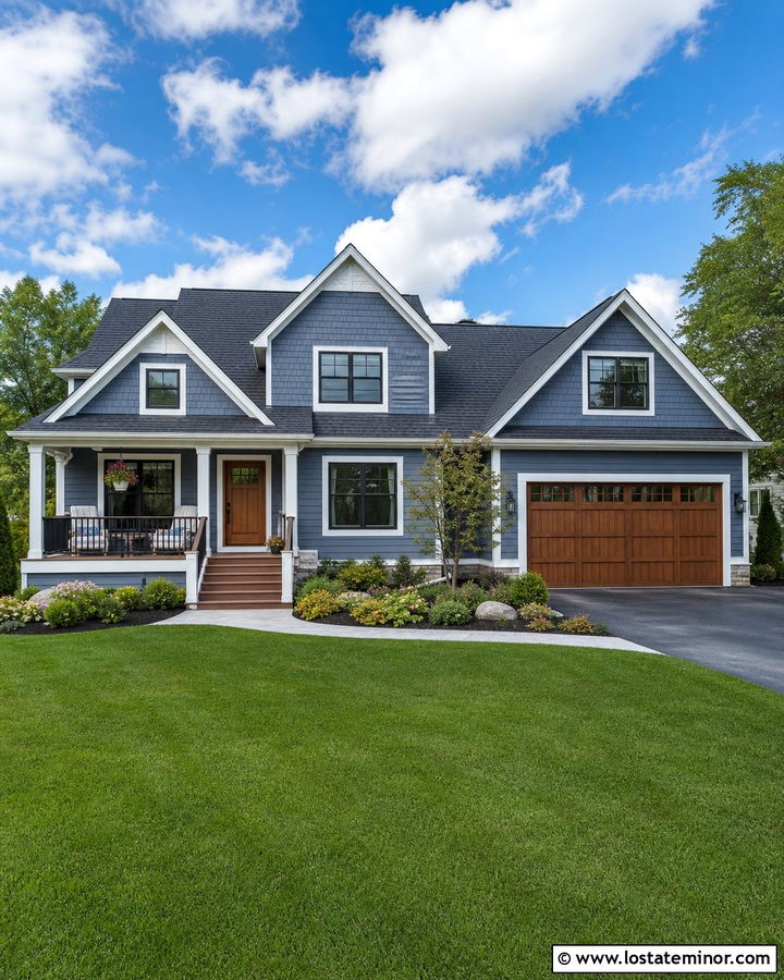 Slate Blue House With Two Tone Deck - 30 Slate Blue House Design With Deck Ideas