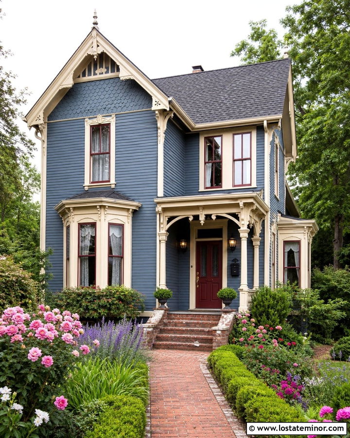 Slate Blue House With Vintage Mailbox - 30 Slate Blue House Design With Mailbox Ideas