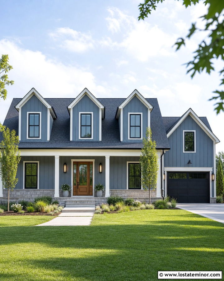 Slate Blue House With Wall Dormers - 30 Slate Blue House Design With Dormers Ideas