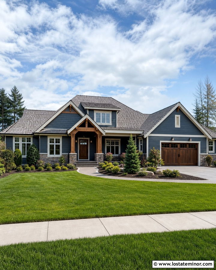 Slate Blue House With Weathered Wood Roof - 30 Slate Blue House Design With Roof Ideas