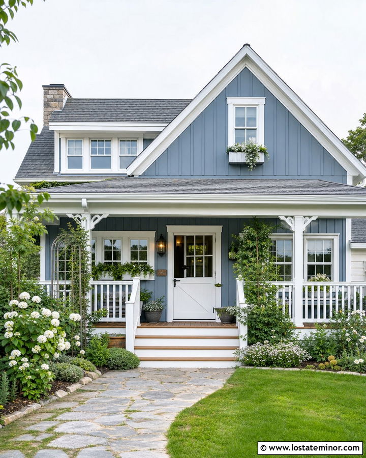 Slate Blue House With White Dutch Door - 30 Slate Blue House Design With Entry Door Ideas