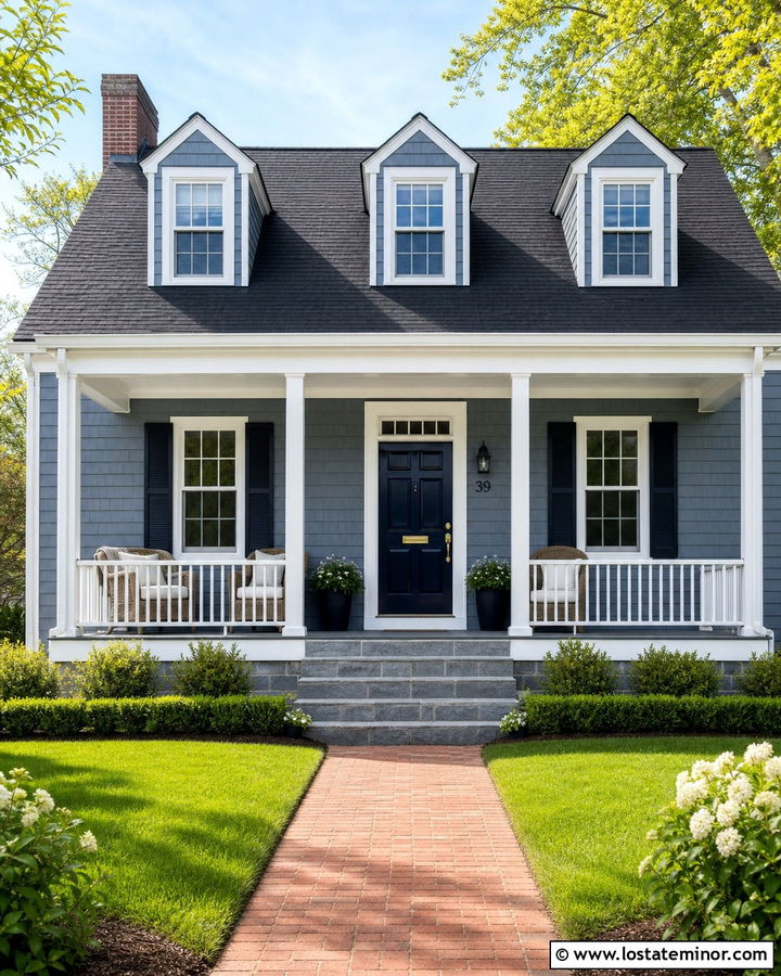 Slate Blue House With White Porch Ceiling - 30 Slate Blue House Design With Porch Ceiling Ideas