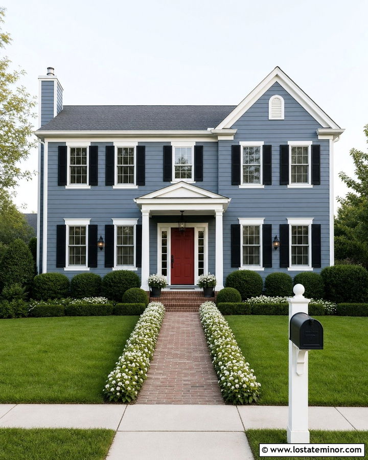 Slate Blue House With White Post Mailbox - 30 Slate Blue House Design With Mailbox Ideas