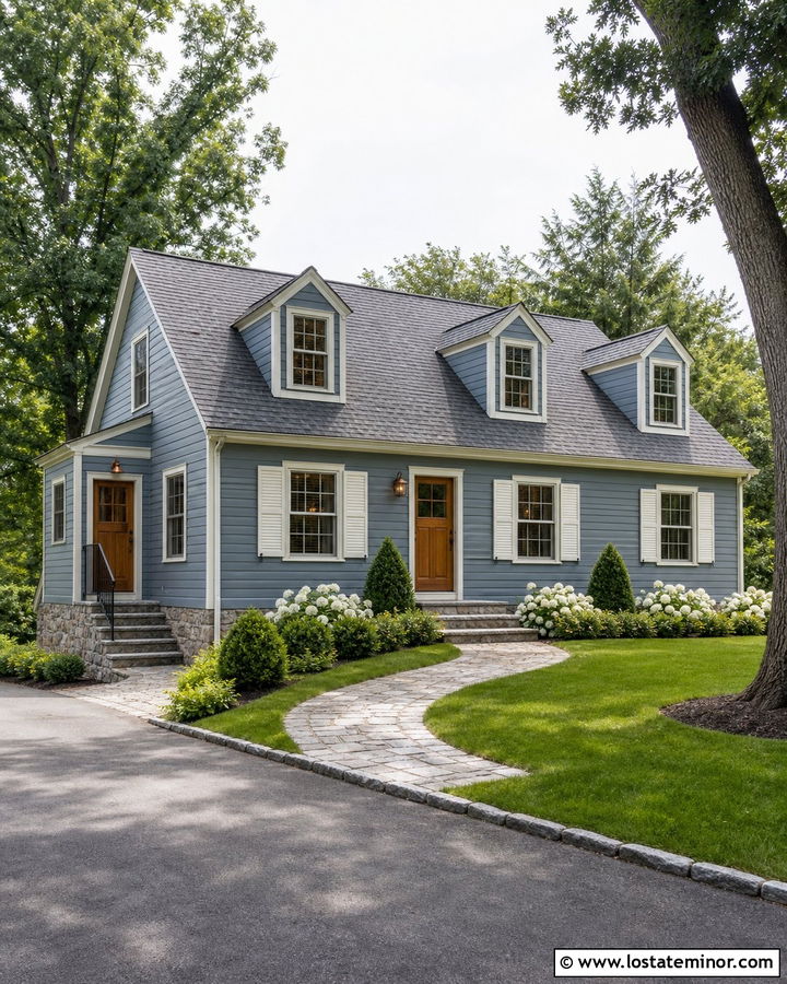 Slate Blue House With White Shutters - 30 Slate Blue House Design With Shutters Ideas