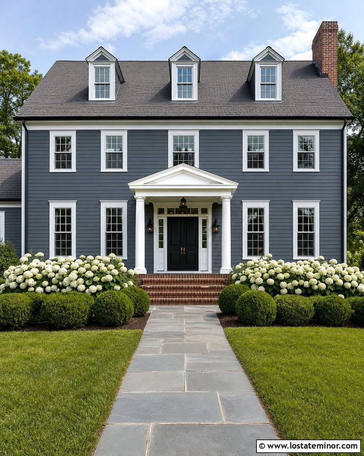 Slate Blue House With White Trim - 30 Slate Blue House Design With Trim Ideas
