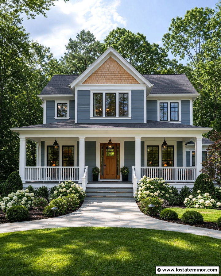 Slate Blue House With White Trim And Cedar Shake - 30 Slate Blue House Design With Cedar Shake Ideas