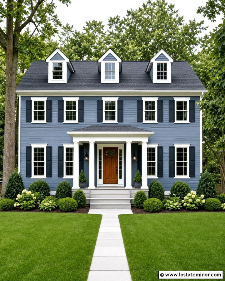 Slate Blue House With White Trim And Charcoal Shingles - 30 Slate Blue House Design With Shingles Ideas
