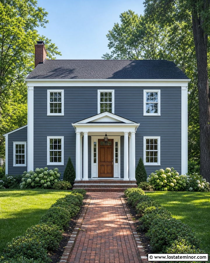 Slate Blue House With White Trim - 30 Slate Blue House Design With Siding Ideas