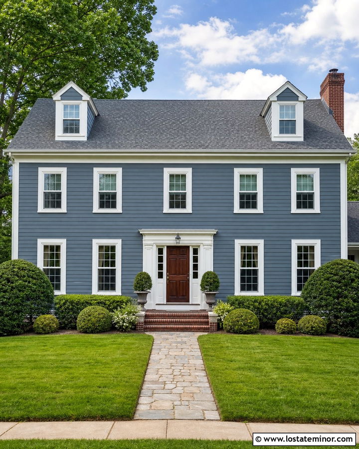 Slate Blue House With White Window Frames - 30 Slate Blue House Design With Window Frames Ideas