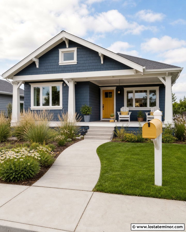 Slate Blue House With Yellow Mailbox - 30 Slate Blue House Design With Mailbox Ideas