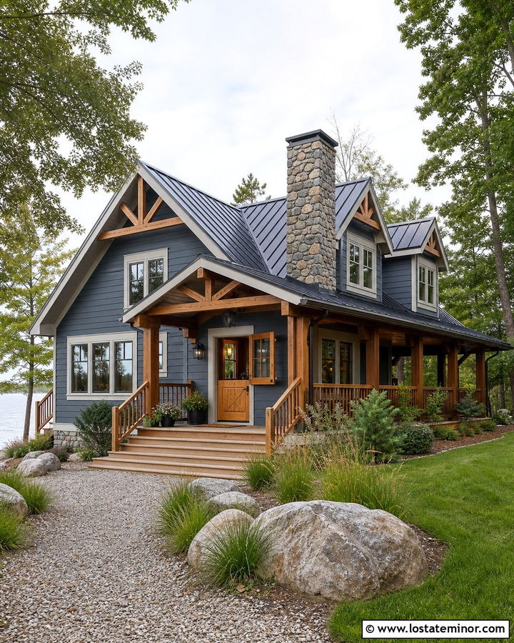 Slate Blue Lake House With Cedar Dutch Door - 30 Slate Blue House Design With Dutch Door Ideas