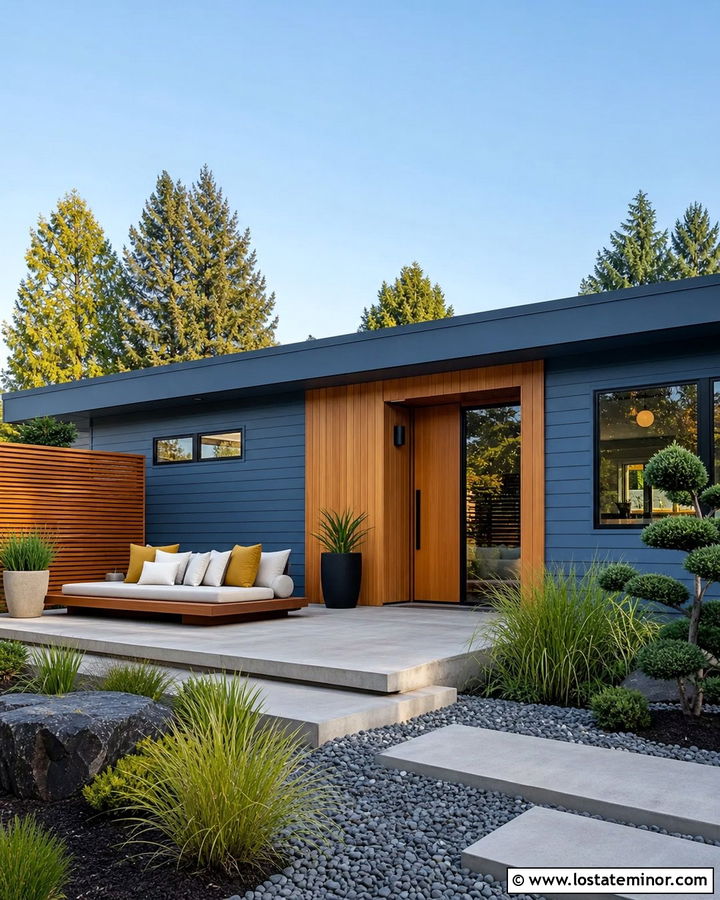 Slate Blue Midcentury House With Platform Daybed - 30 Slate Blue House Design With Daybed Ideas
