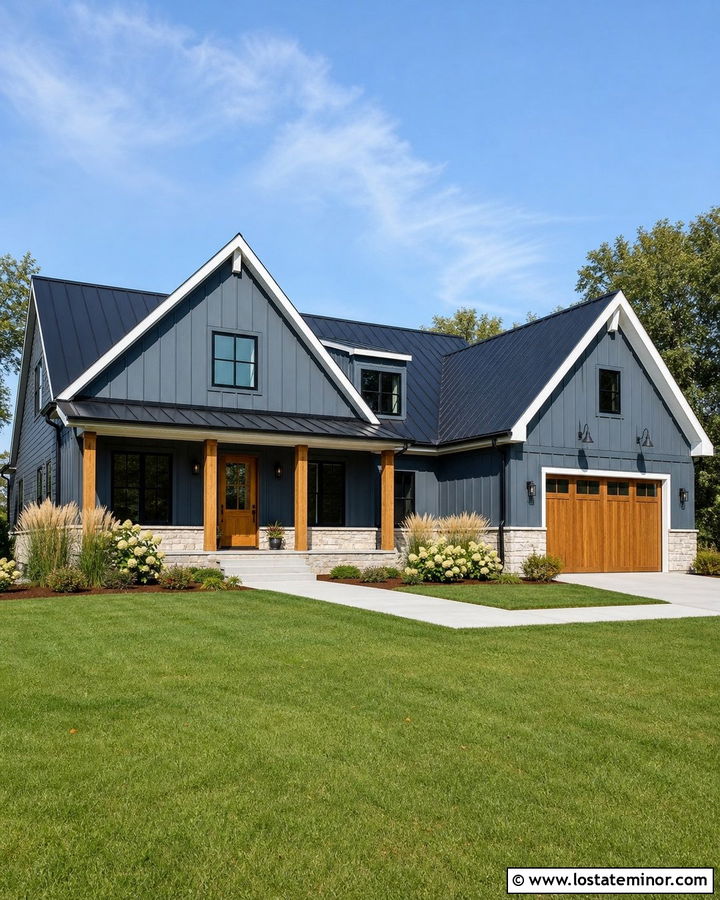 Slate Blue Modern Farmhouse Board And Batten - 30 Slate Blue House Design With Board and Batten Ideas