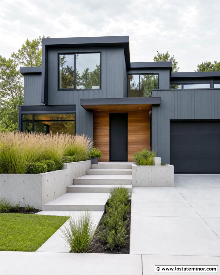 Slate Blue Modern House With Cedar Siding - 30 Slate Blue House Design With Siding Ideas