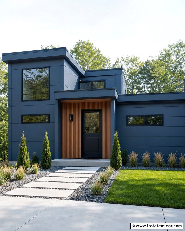 Slate Blue Modern House With Glass Dutch Door - 30 Slate Blue House Design With Dutch Door Ideas