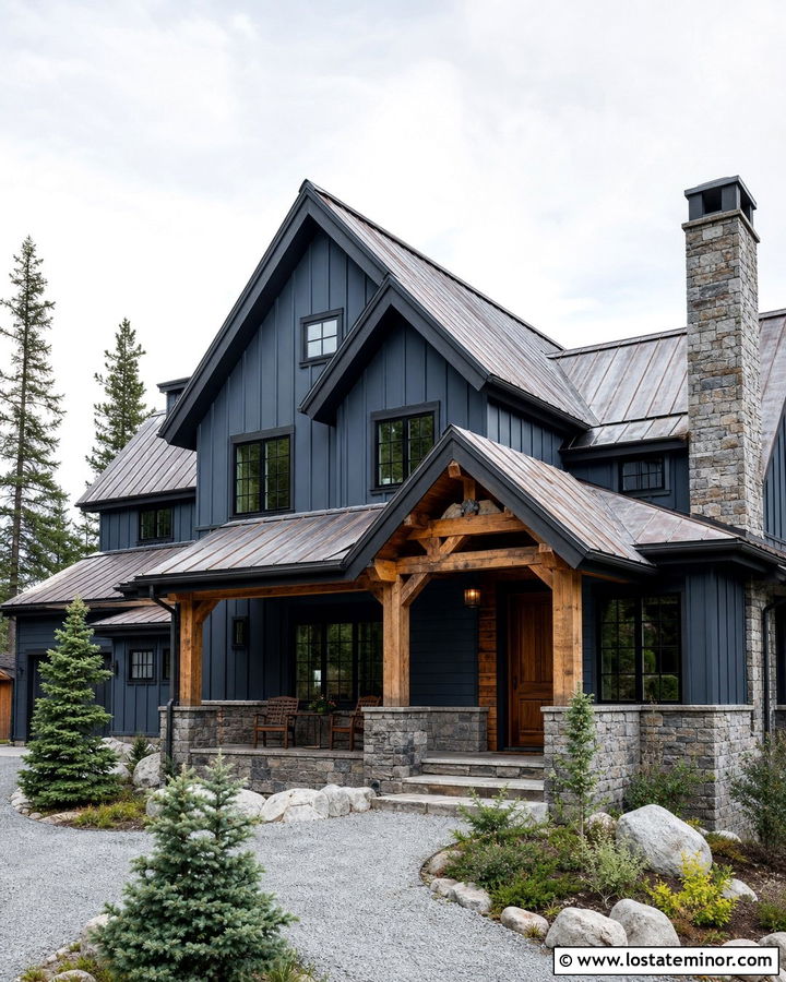 Slate Blue Mountain House Board And Batten - 30 Slate Blue House Design With Board and Batten Ideas