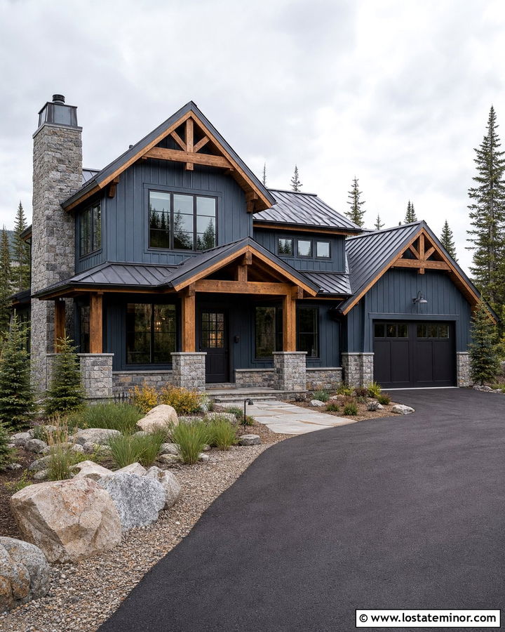 Slate Blue Mountain House With Charcoal Dutch Door - 30 Slate Blue House Design With Dutch Door Ideas