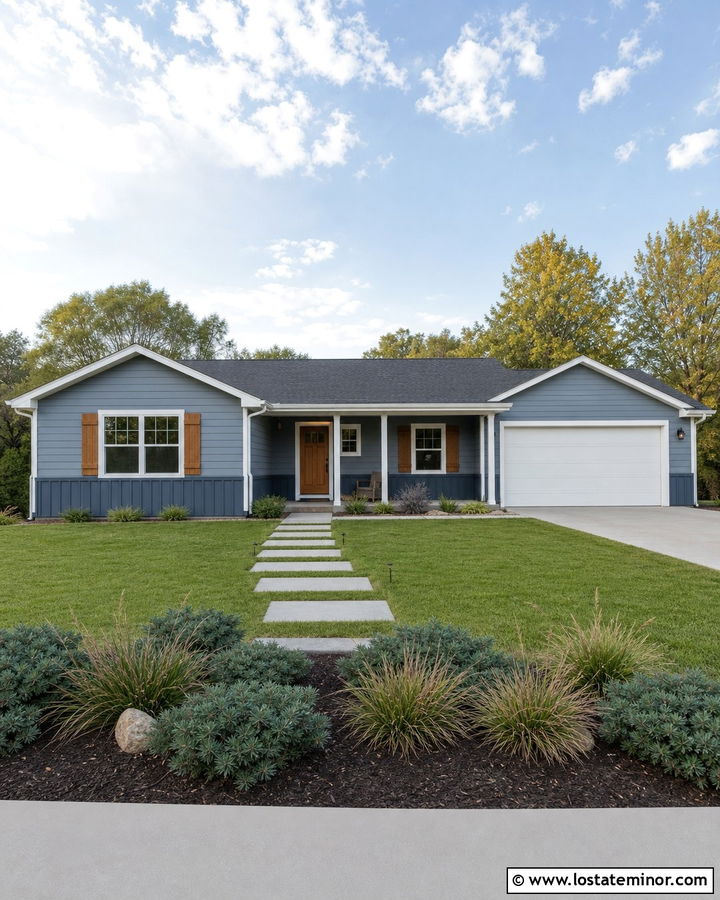 Slate Blue Ranch With Board And Batten Wainscoting - 30 Slate Blue House Design With Wainscoting Ideas