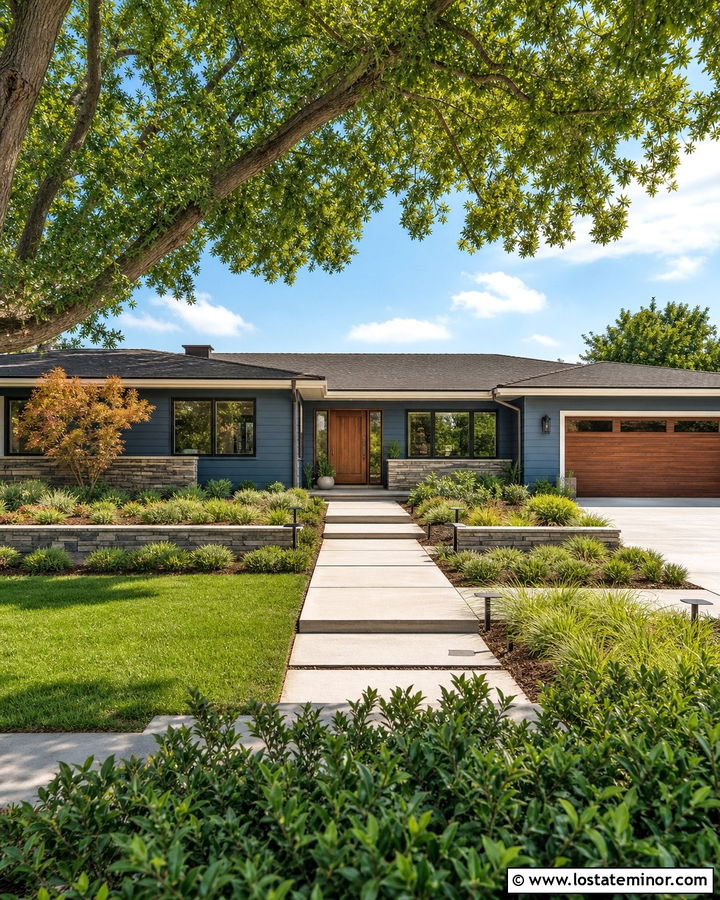 Slate Blue Ranch With Bronze Accents - 30 Slate Blue House Design With Accents Ideas