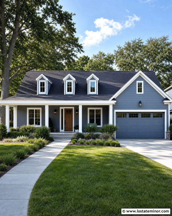 Slate Blue Ranch With Front Dormers - 30 Slate Blue House Design With Dormers Ideas