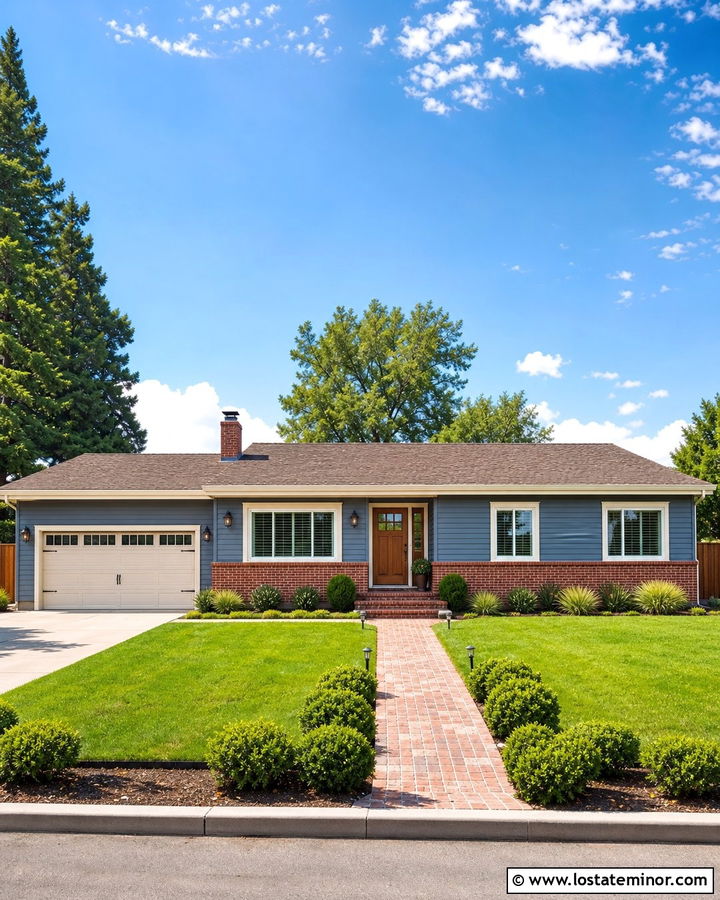 Slate Blue Ranch With Red Brick Wainscoting - 30 Slate Blue House Design With Wainscoting Ideas
