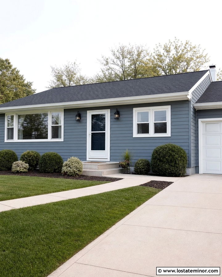 Slate Blue Ranch With White Storm Door - 30 Slate Blue House Design With Storm Door Ideas