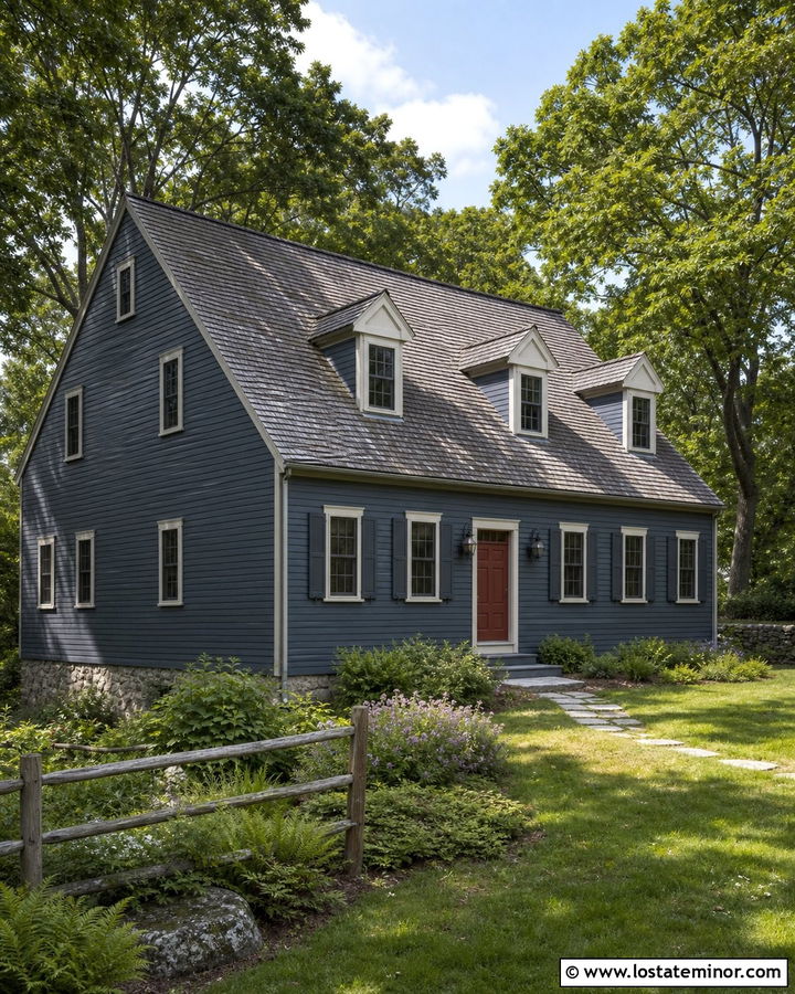 Slate Blue Saltbox With Small Dormers - 30 Slate Blue House Design With Dormers Ideas