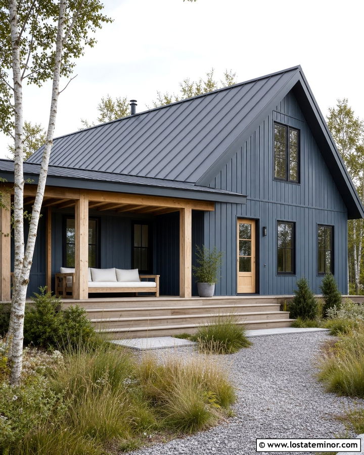 Slate Blue Scandinavian House With Simple Daybed - 30 Slate Blue House Design With Daybed Ideas