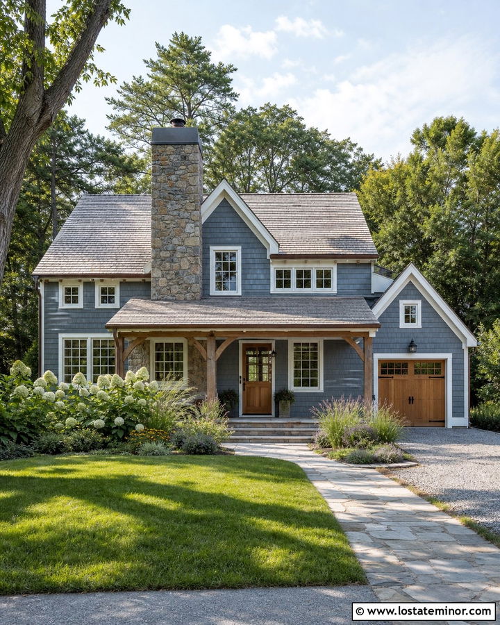 Slate Blue Shingle House With Natural Dutch Door - 30 Slate Blue House Design With Dutch Door Ideas