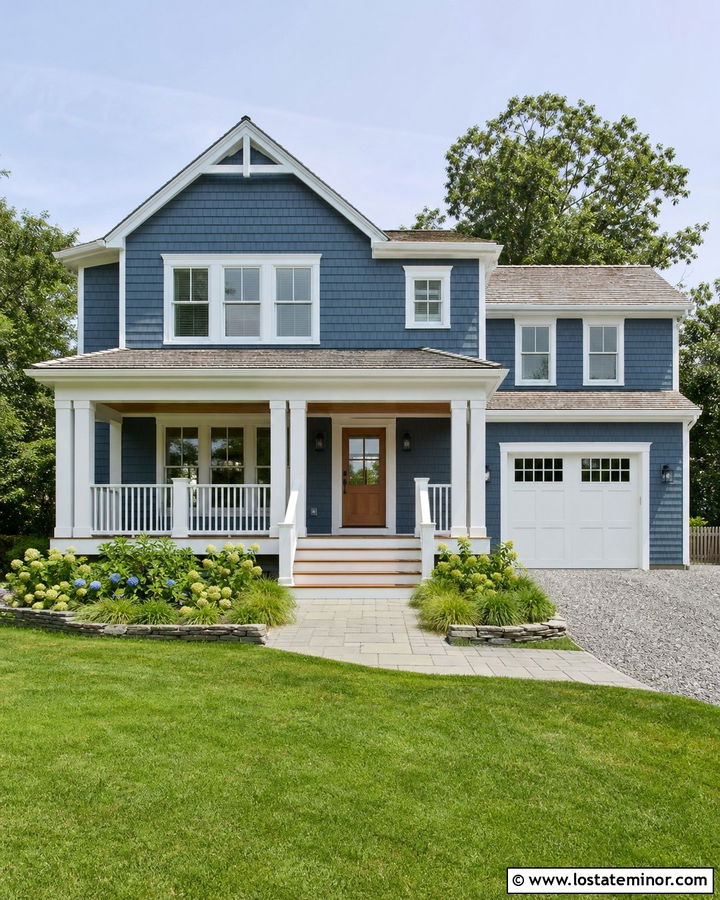 Slate Blue Shingle House With Square Railings - 30 Slate Blue House Design With Railings Ideas