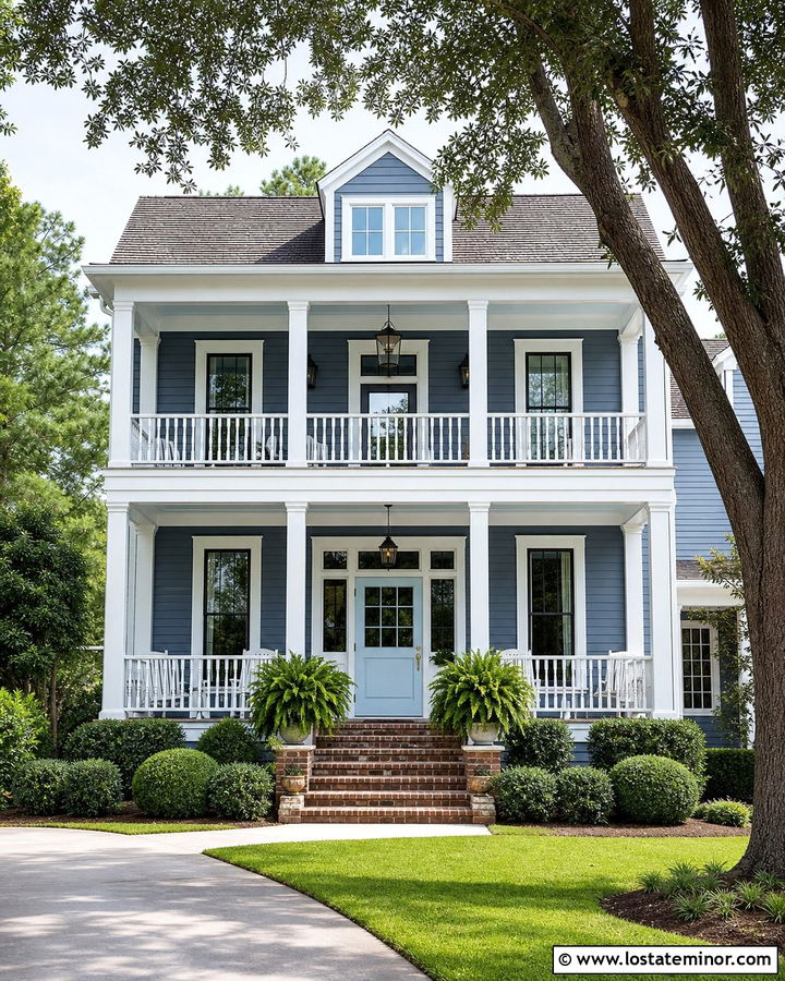 Slate Blue Southern House With Light Blue Dutch Door - 30 Slate Blue House Design With Dutch Door Ideas