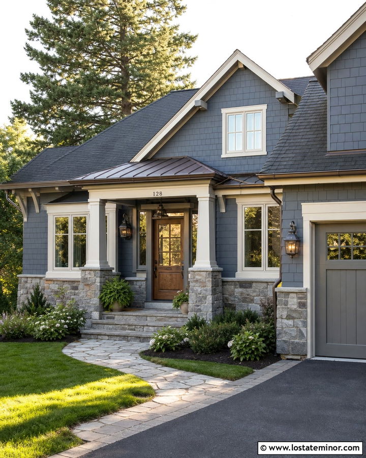 Slate Blue Stone House With Copper Dutch Door - 30 Slate Blue House Design With Dutch Door Ideas