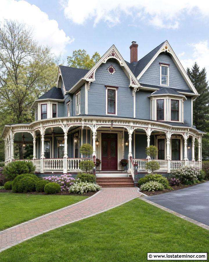 Slate Blue Victorian House With Front Porch - 30 Slate Blue House Design With Front Porch Ideas