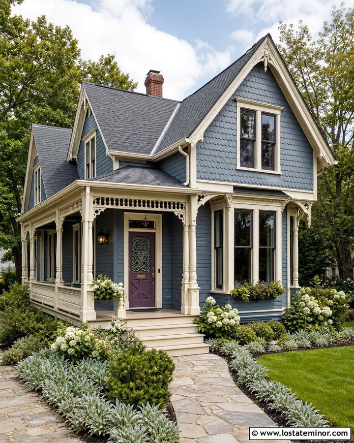 Slate Blue Victorian With Plum Dutch Door - 30 Slate Blue House Design With Dutch Door Ideas