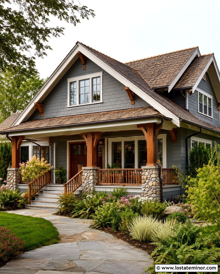 Slate Gray Bungalow With Cedar Shingles - 30 Slate Grey House Design With Shingles Ideas