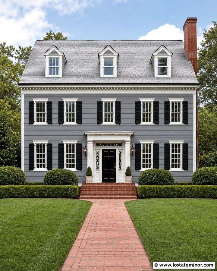 Slate Gray Colonial With Pewter Shingles - 30 Slate Grey House Design With Shingles Ideas