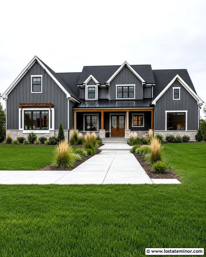 Slate Gray Farmhouse With Charcoal Shingles - 30 Slate Grey House Design With Shingles Ideas